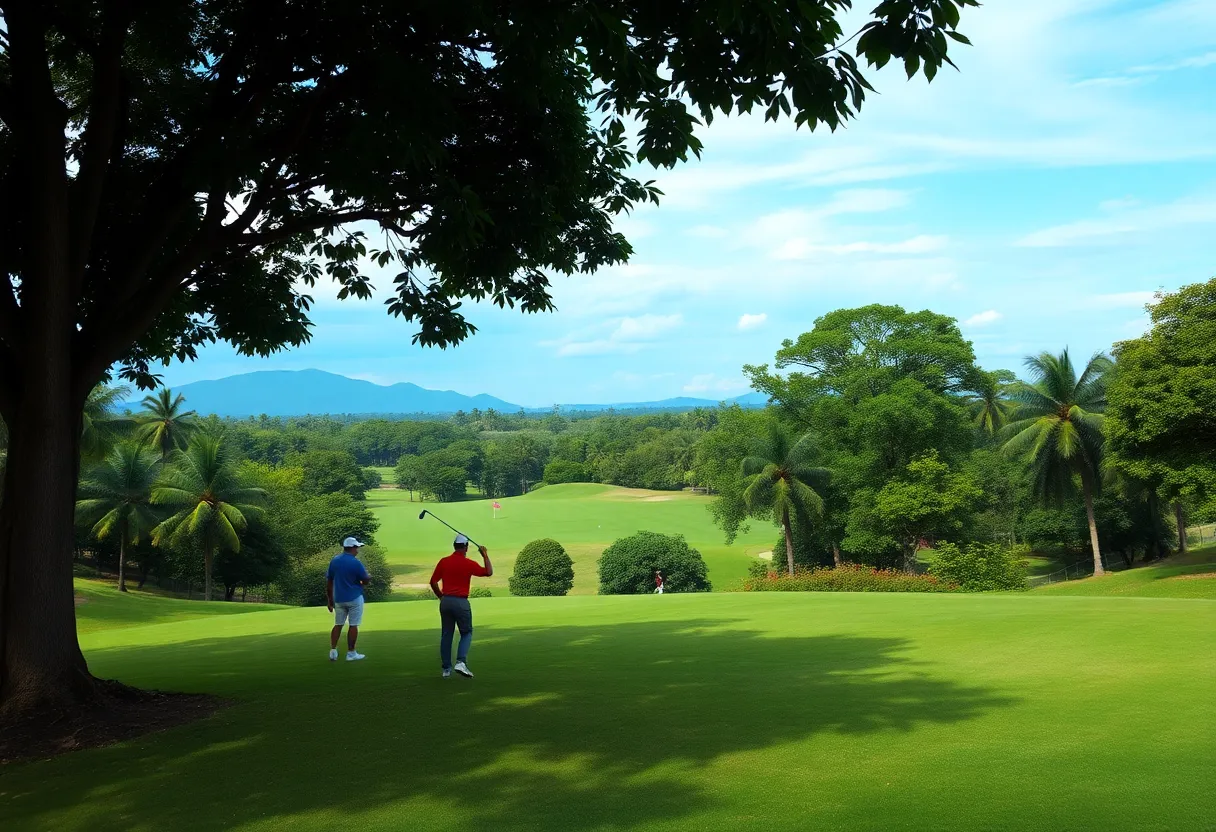 Scenic golf course in Cambodia