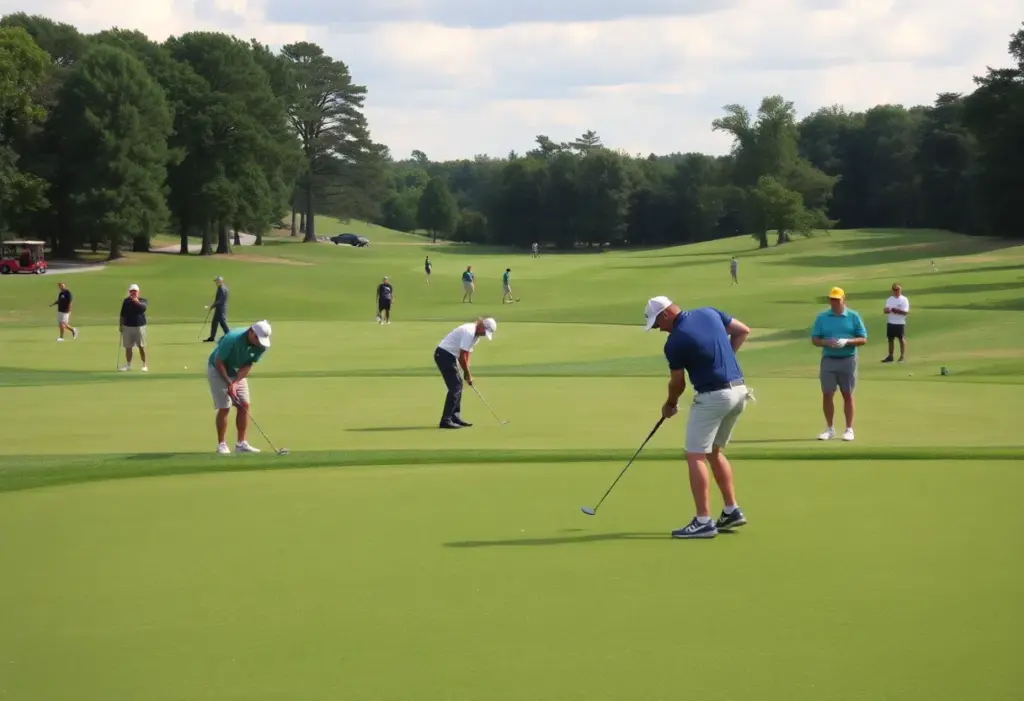 Amateur golfers competing on a beautiful golf course