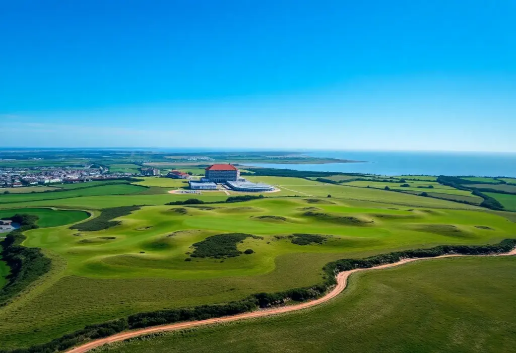 Aerial view of the golf course at Carnoustie Golf Links