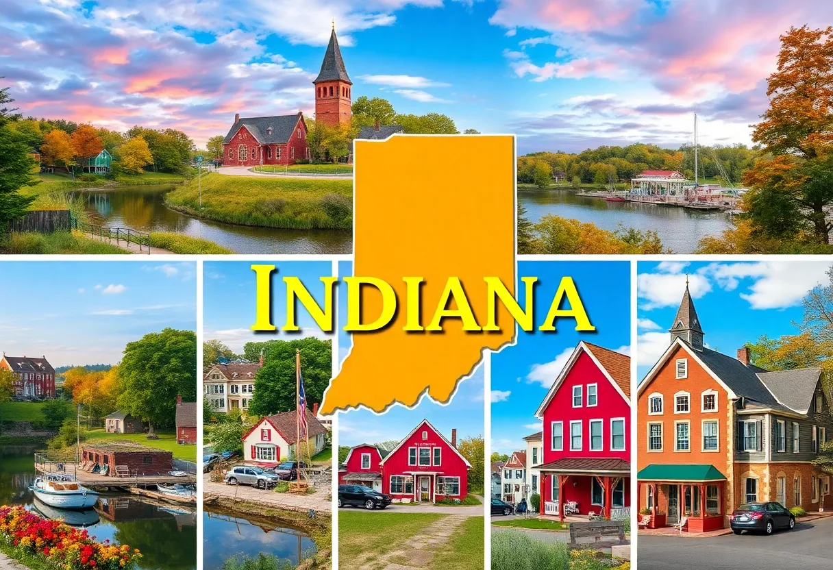A collage of attractions from Indiana's charming towns