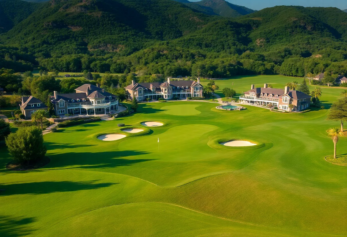 Luxury golf course at Costa Navarino with scenic landscapes