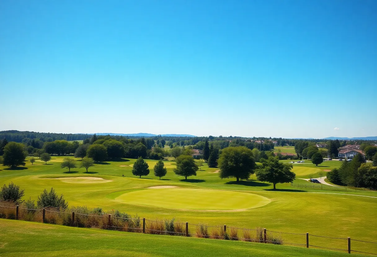Lush green Dalmuir Golf Course with fairways and trees