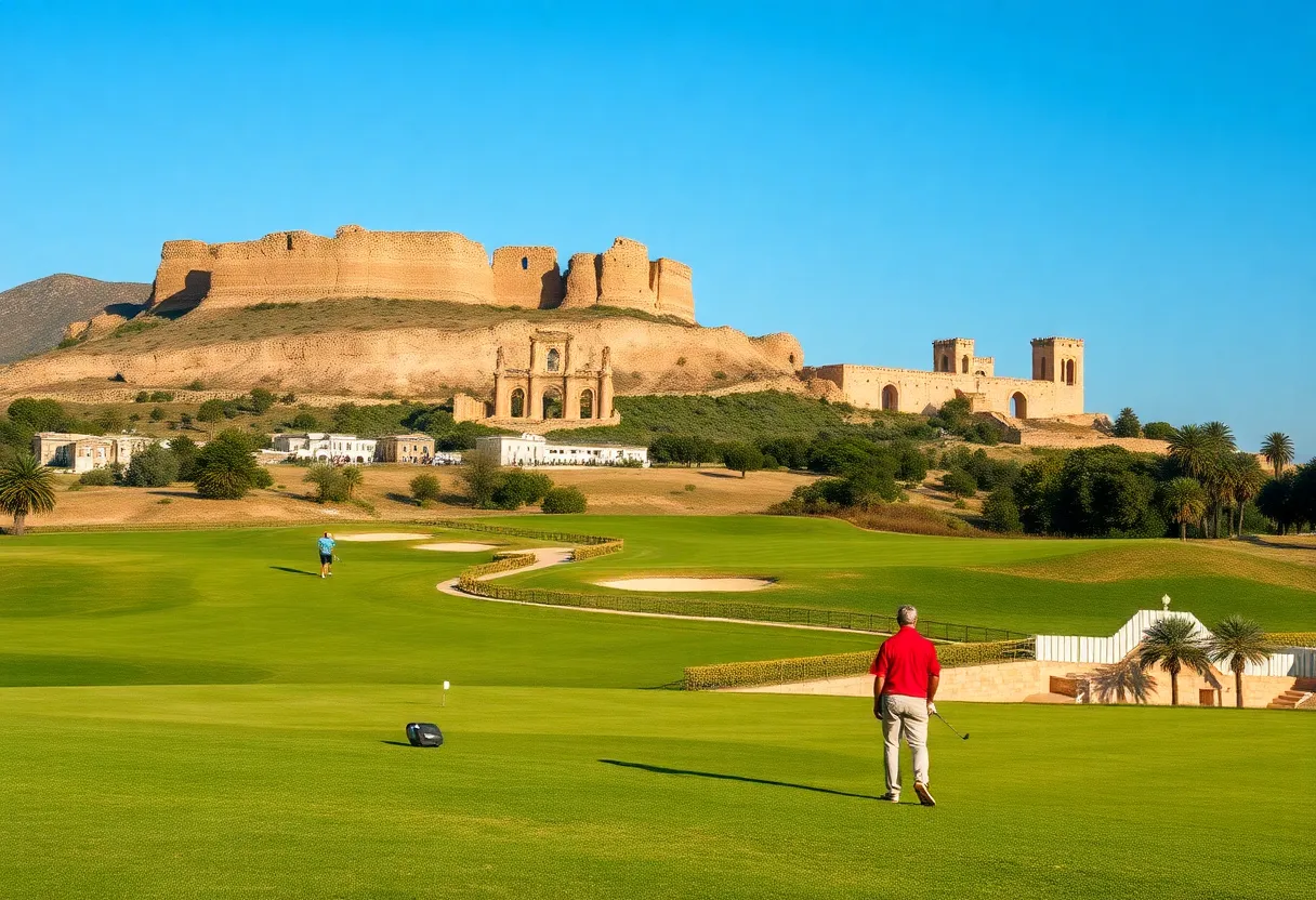Golfers playing at the Delhi Golf Club during the DP World India Championship