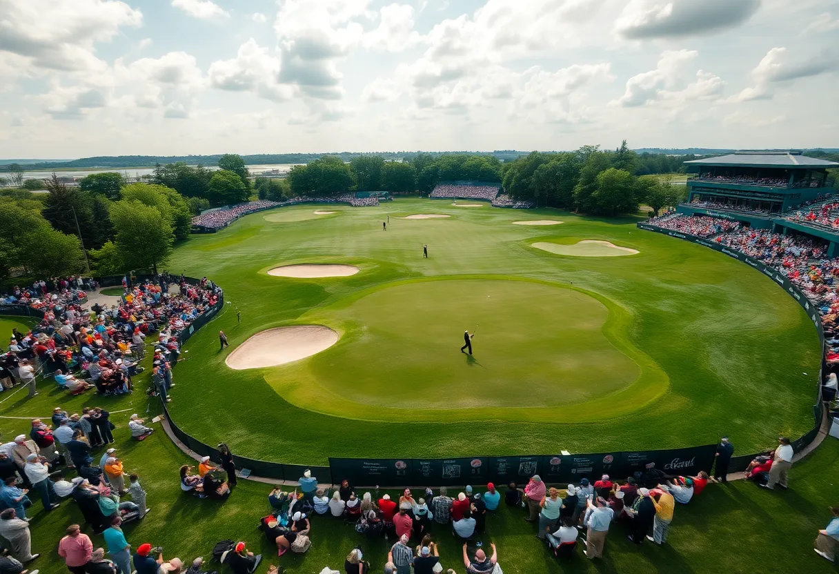 Golfers playing at the Rocket Classic tournament