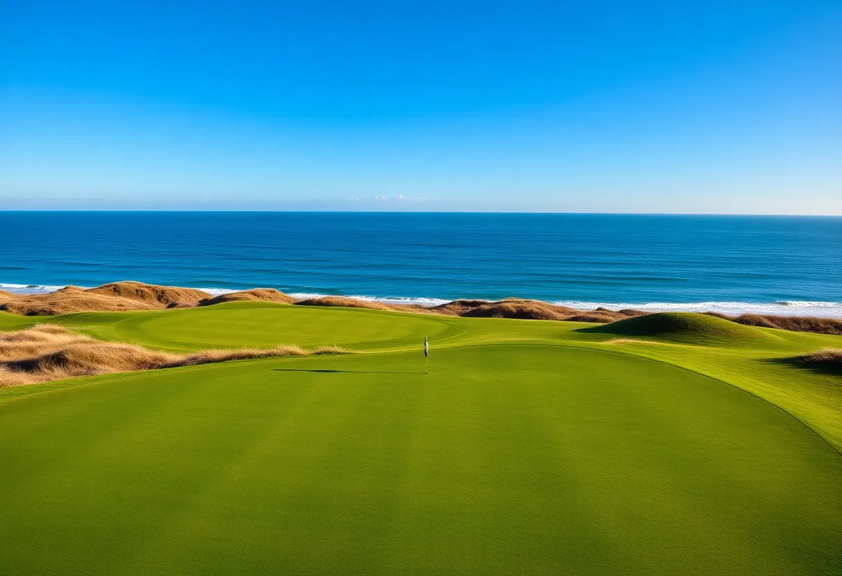 A scenic golf course at Diamante Cabo San Lucas with ocean views
