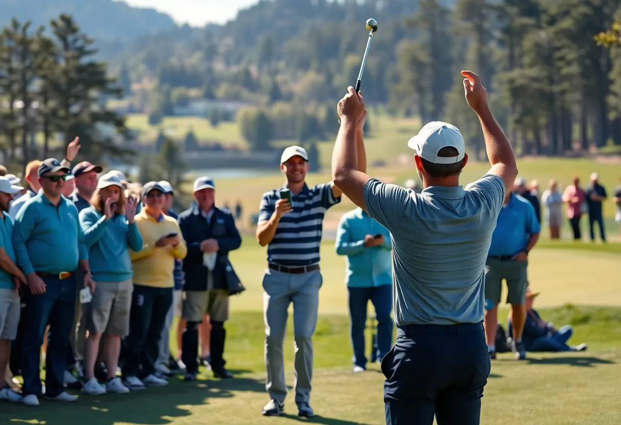 Golfer celebrating victory at a golf tournament