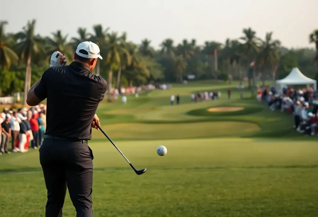 Golf tournament at Delhi Golf Club with players and spectators