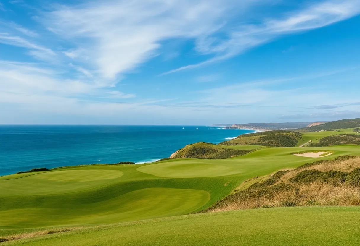Beautiful view of Dumbarnie Links golf course with coastal scenery
