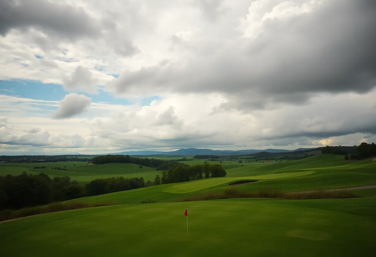 Scenic view of a golf course during a championship event