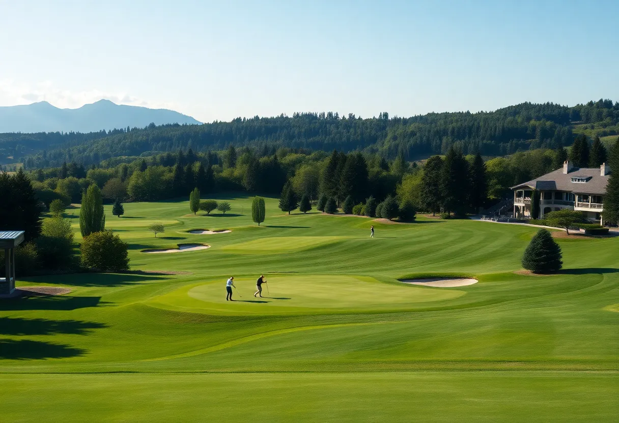 Luxury golf resort in Europe with manicured greens