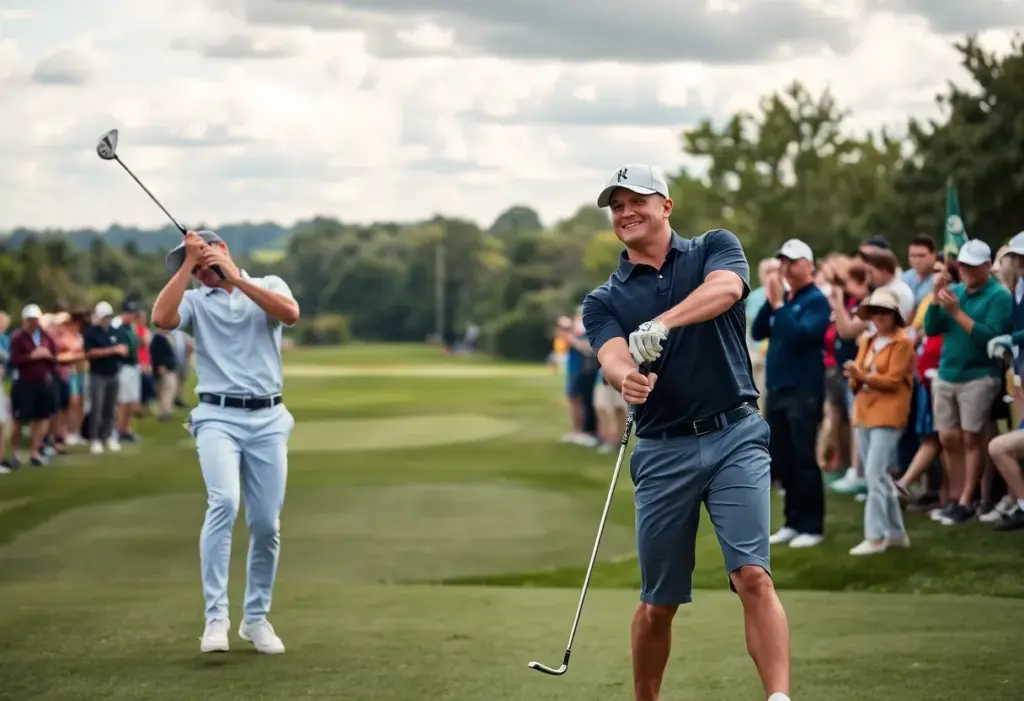 Tommy Fleetwood and Ian Finnis on the golf course