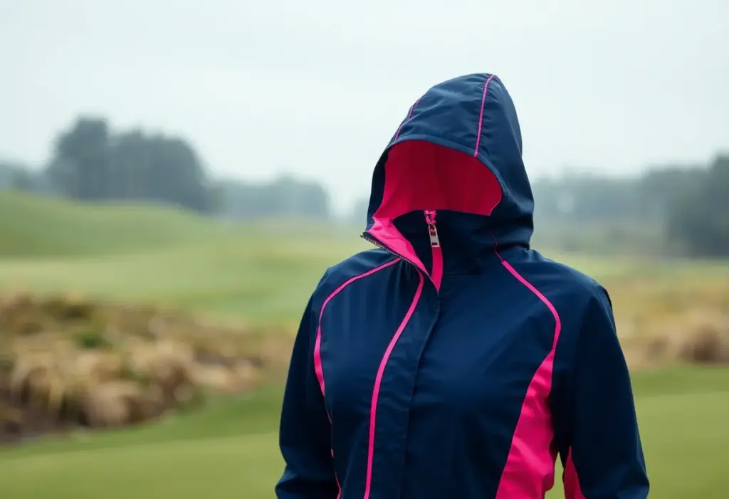 G/FORE women's waterproof golf jacket on display