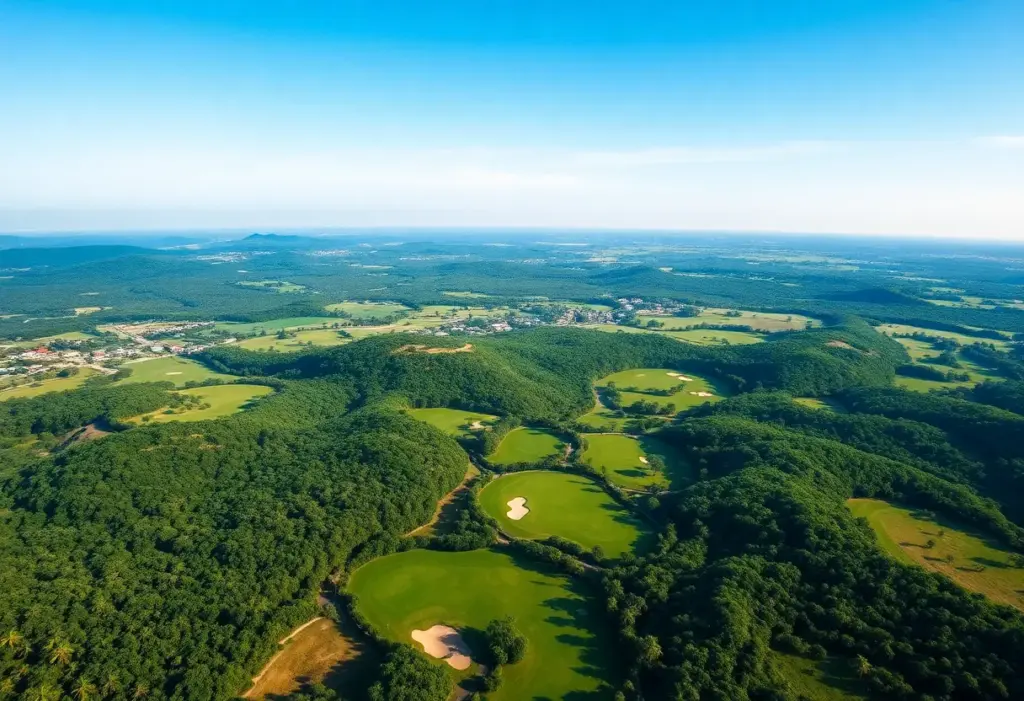Lush green golf course overlooking scenic landscape in the Philippines