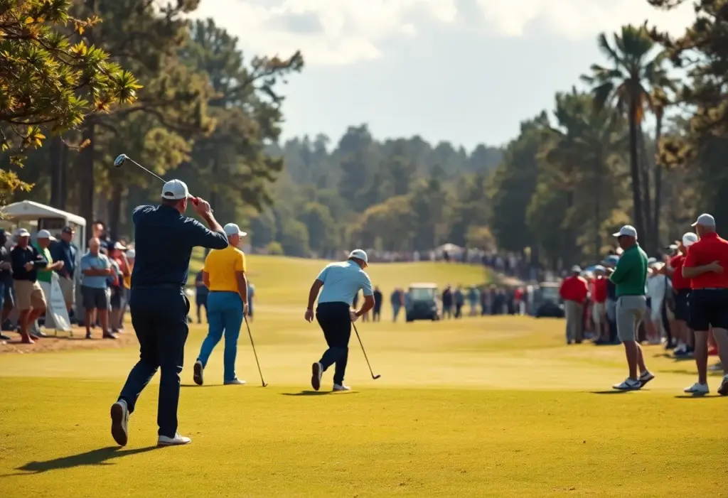 Players competing in a golf tournament