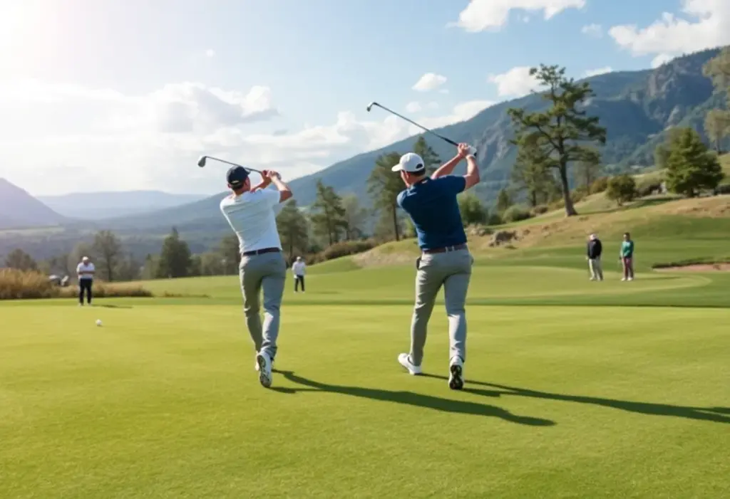 Professional golfer playing on the green