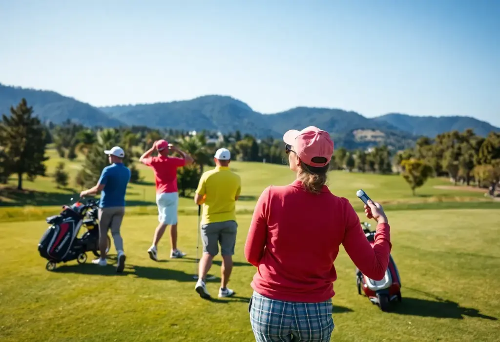 Golfer using rental clubs on a beautiful golf course