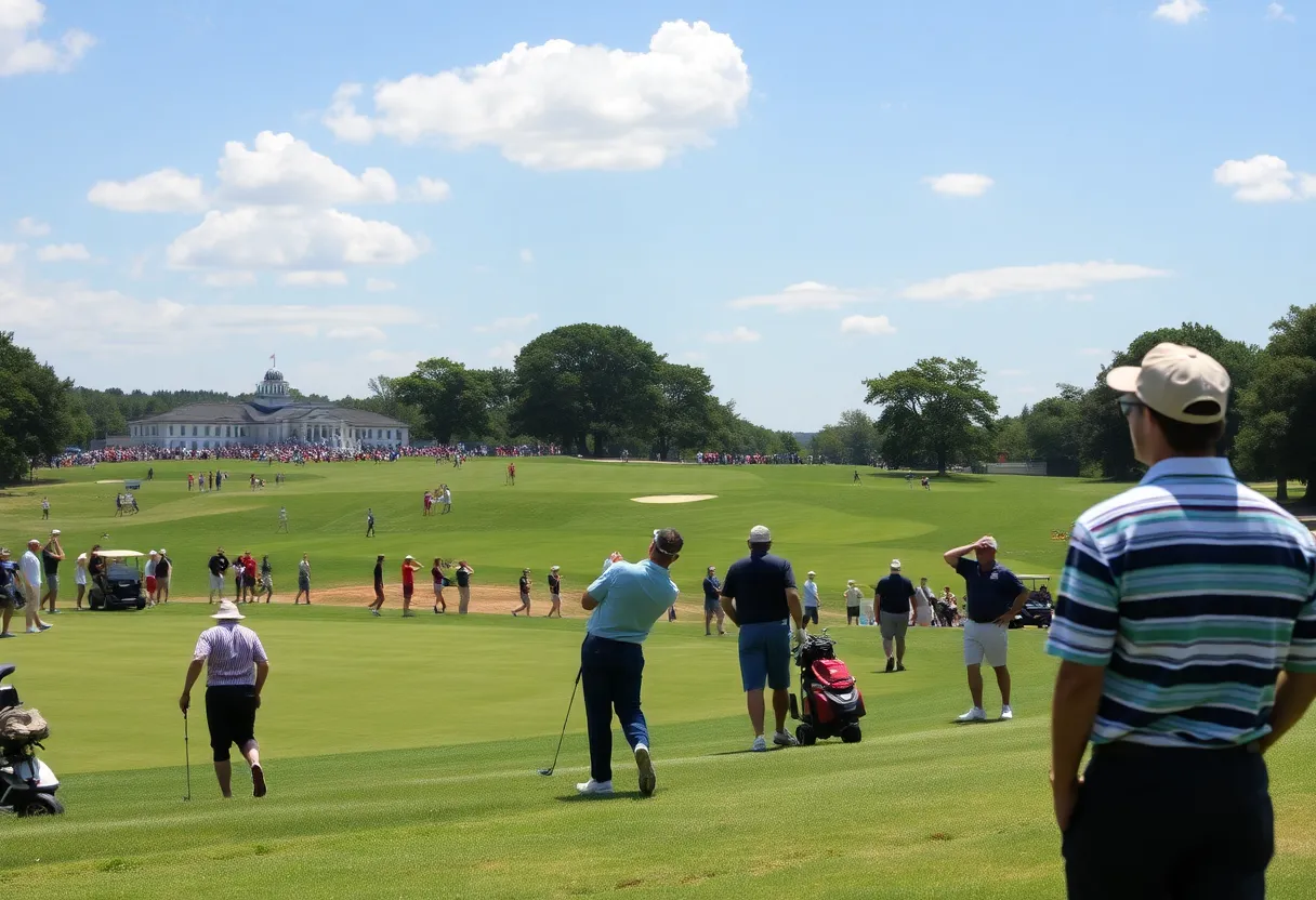 Golfers on a busy course during Independence Day weekend.
