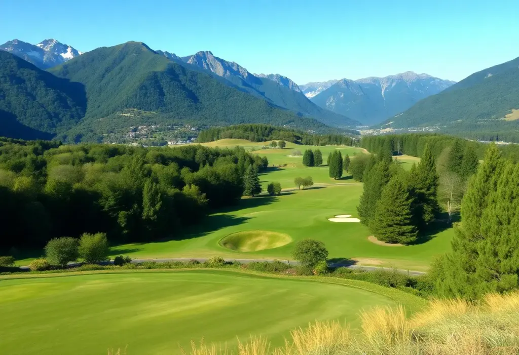 A panoramic view of Heswall Golf Course showing its lush landscapes and parkland layout.
