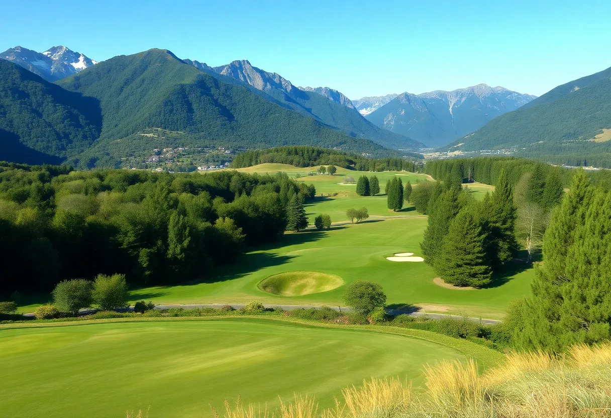 A panoramic view of Heswall Golf Course showing its lush landscapes and parkland layout.