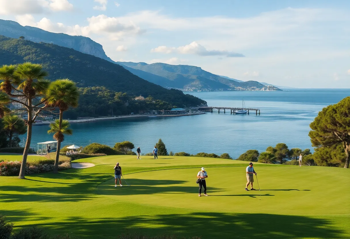 Golf enthusiasts at a sustainable golf event in Cannes