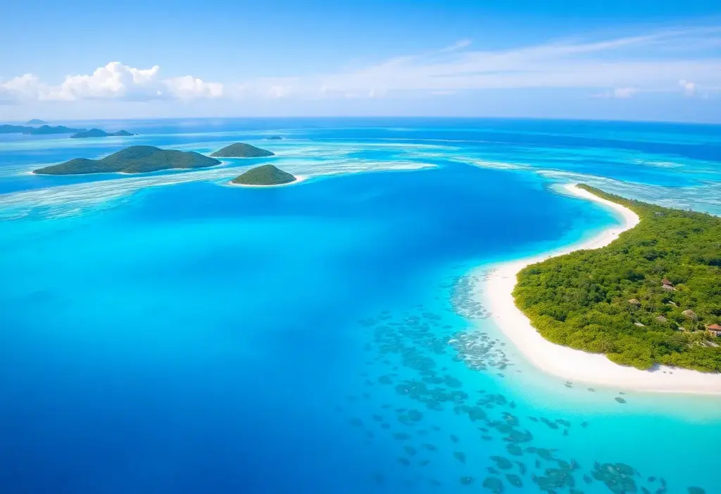 Breathtaking view of Indian Ocean islands with clear waters and sandy beaches