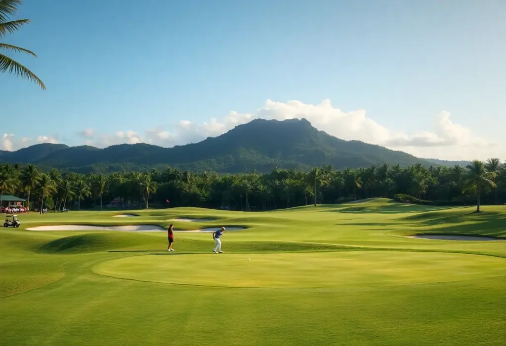 Golfers playing at the International Series Golf Tournament in Laguna, Philippines
