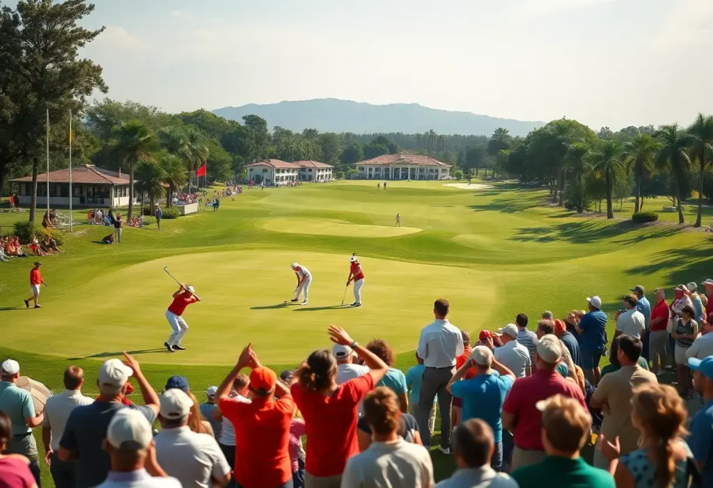 Golf players competing at Sta. Elena Golf Club during International Series Philippines