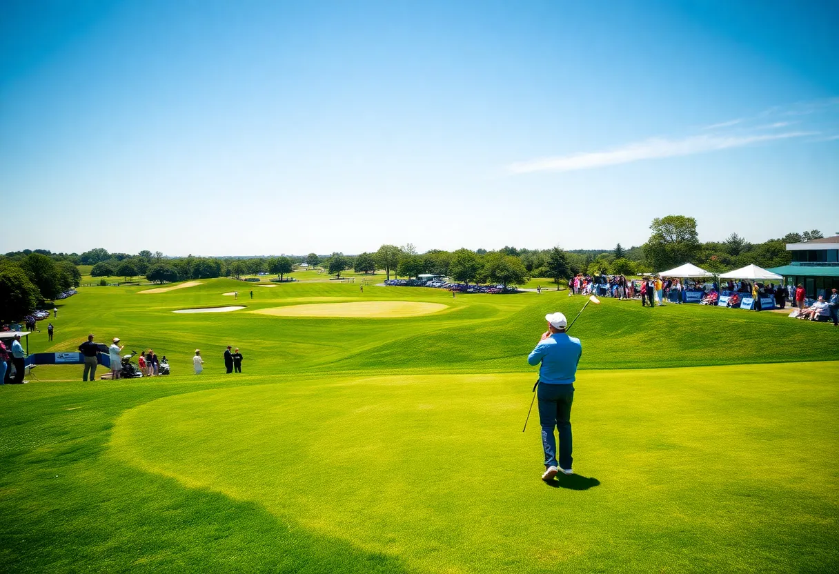 Golf tournament setting at Sta Elena Golf Club with players and spectators