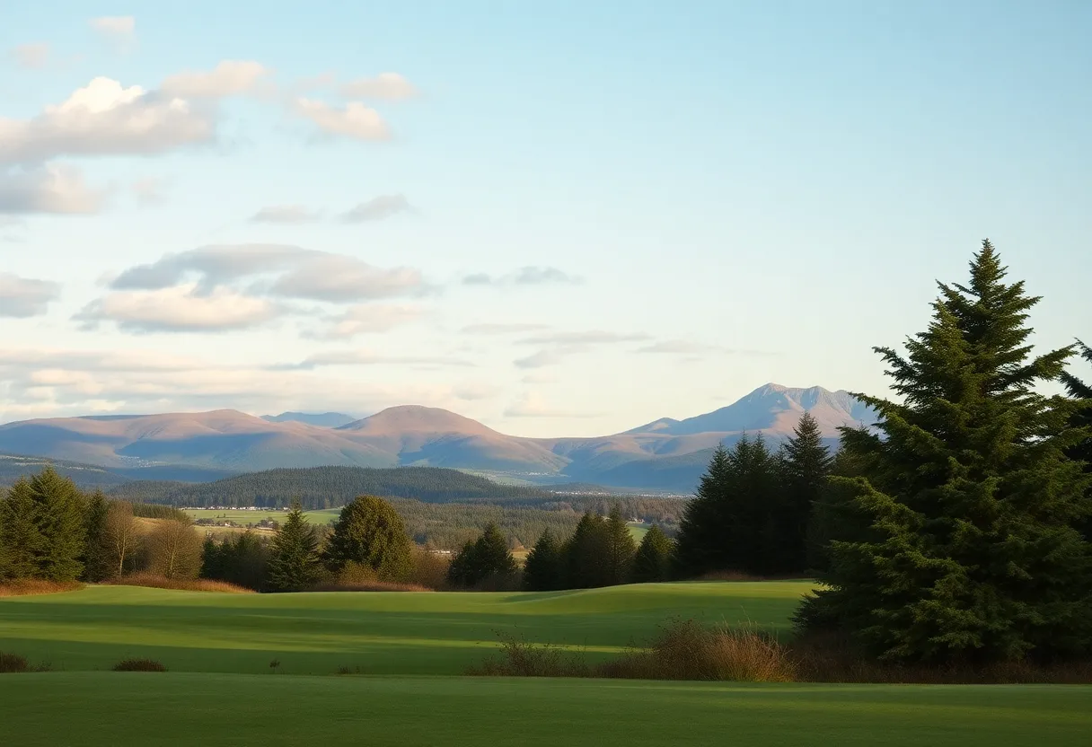 Golf course in Inverness, Scotland with scenic Highlands