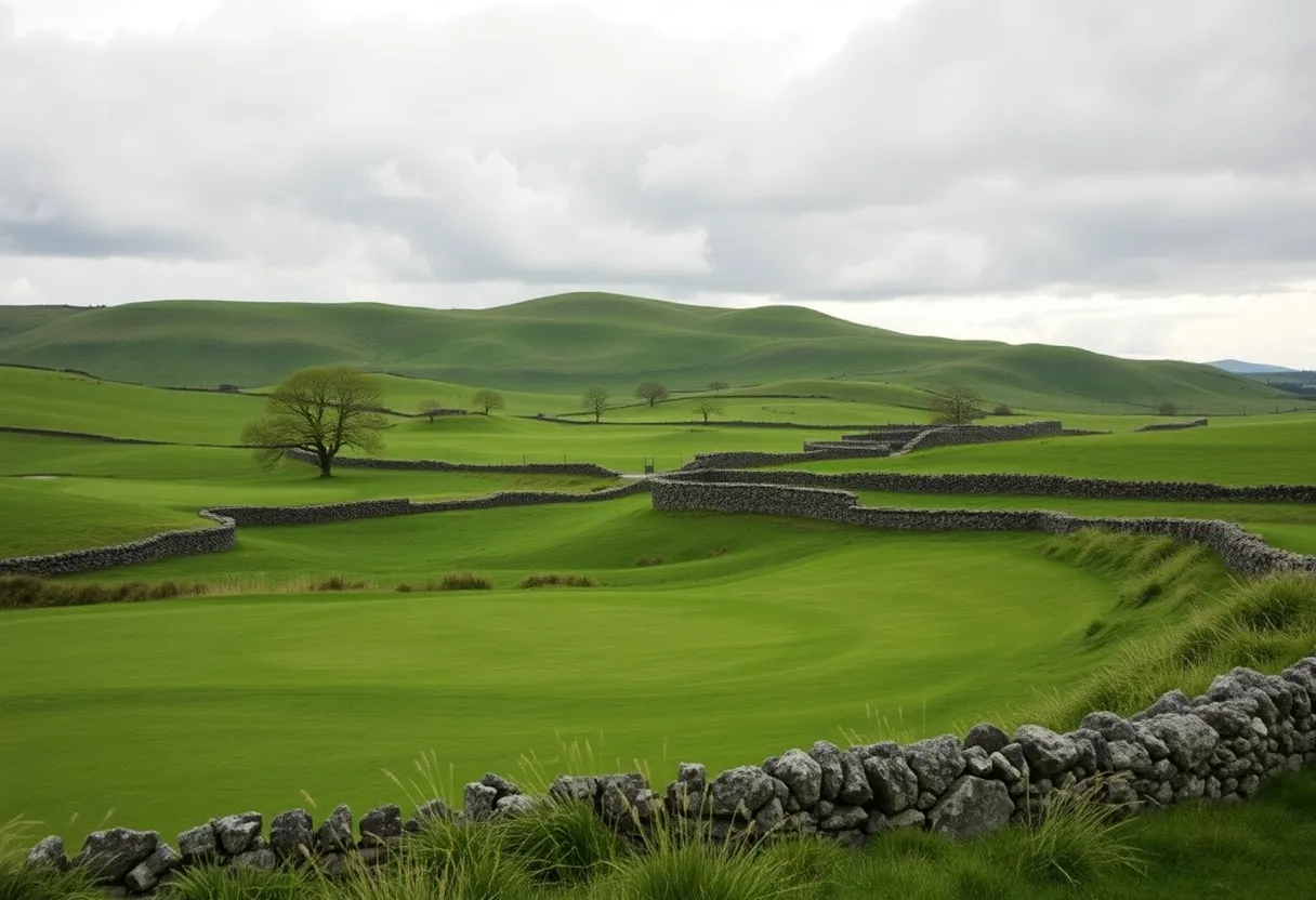 Scenic golf course landscape in Ireland