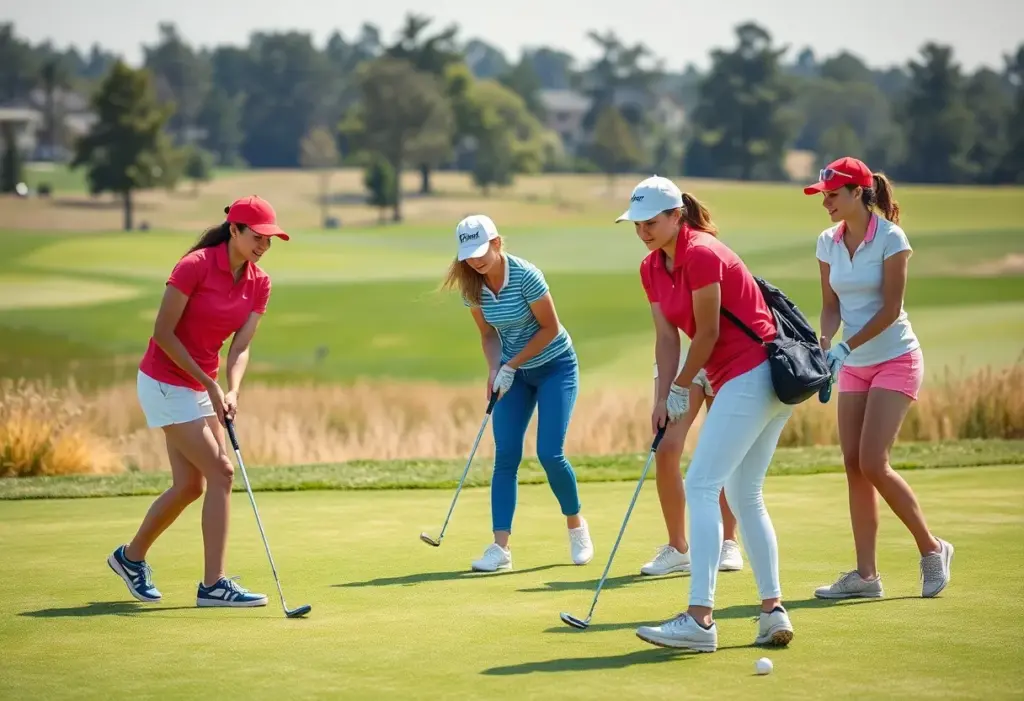 Young women golfers enjoying a sunny day on the course