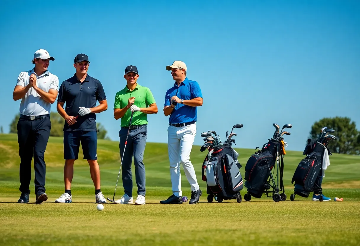 Professional golfers on the Korn Ferry Tour practicing on a golf course