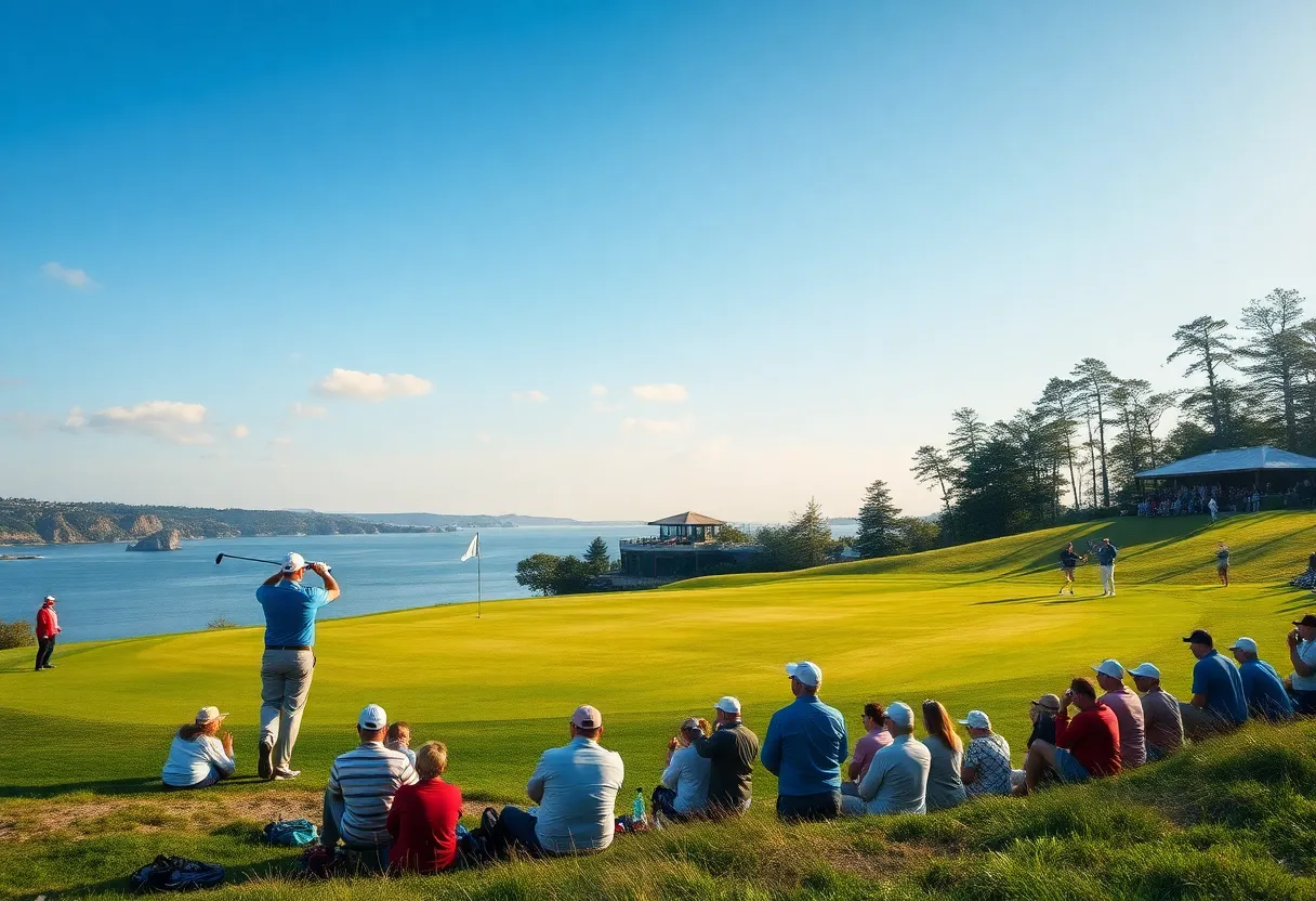Golfers competing at the Macao Open tournament