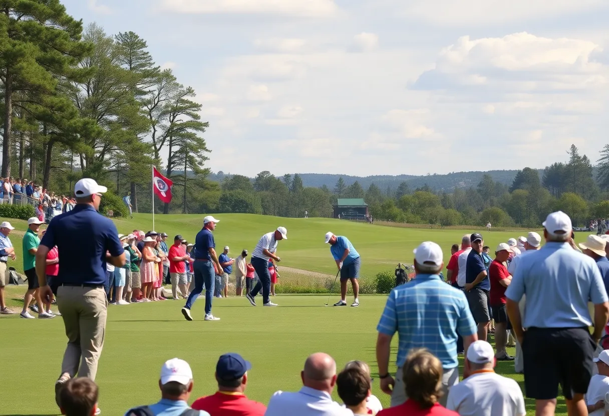 Golfers competing at the Macao Open, showcasing the excitement of the tournament.