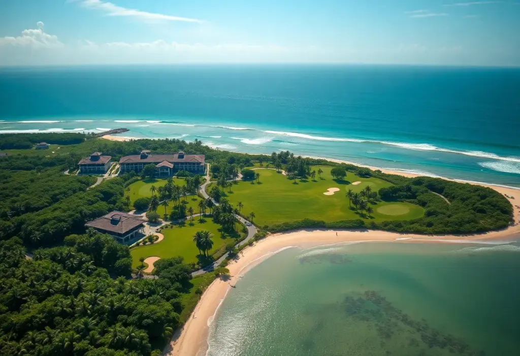 Luxury golf resort in Mauritius with tropical scenery