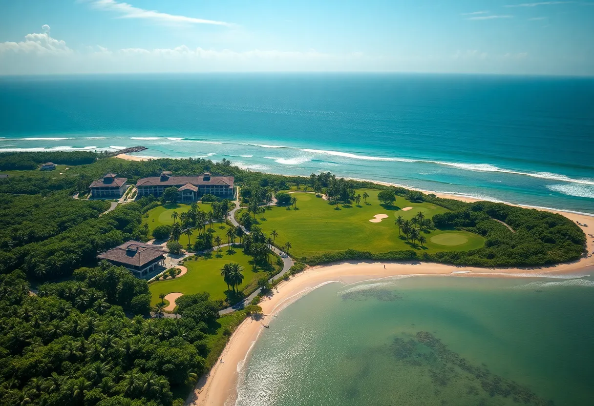 Luxury golf resort in Mauritius with tropical scenery