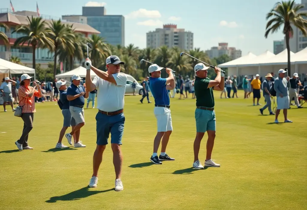 Amateur golfers playing alongside professionals at the NDTV Golf Pro-Am.