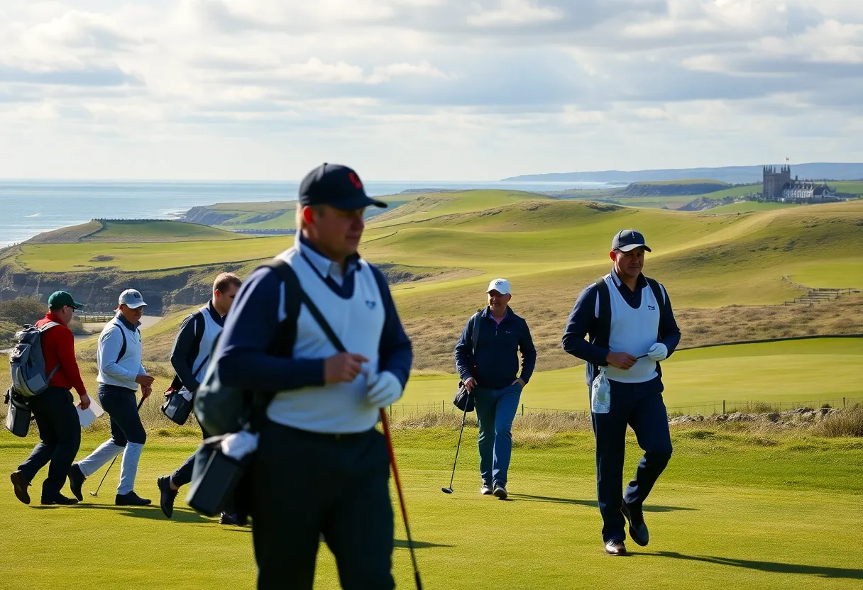 Golfers playing at the Old Course, St Andrews