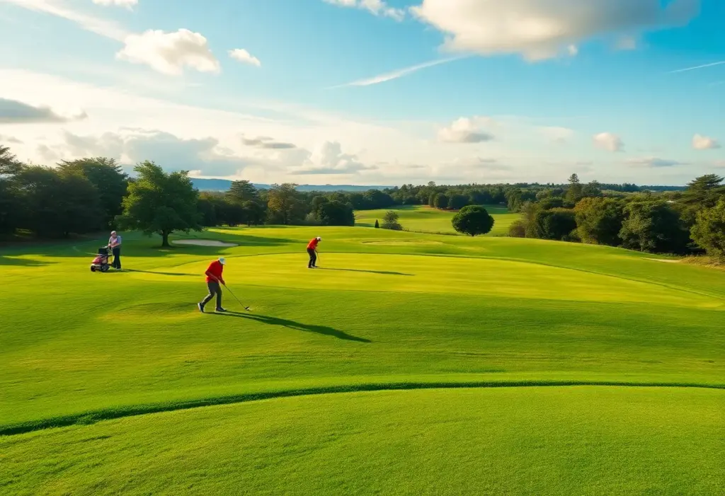 Scenic golf course ready for a tournament.