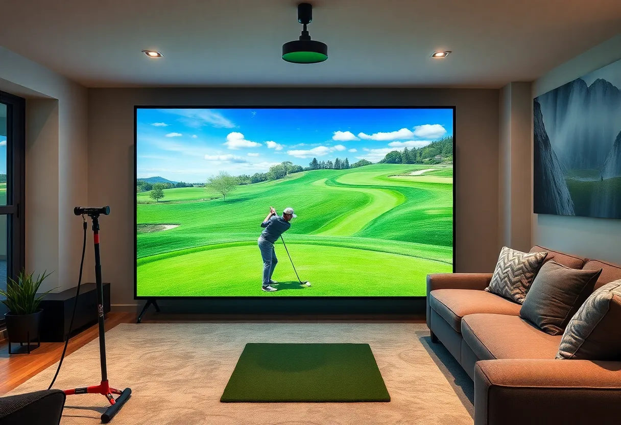 Home golf simulation setup with Phigolf2 Flex Edition