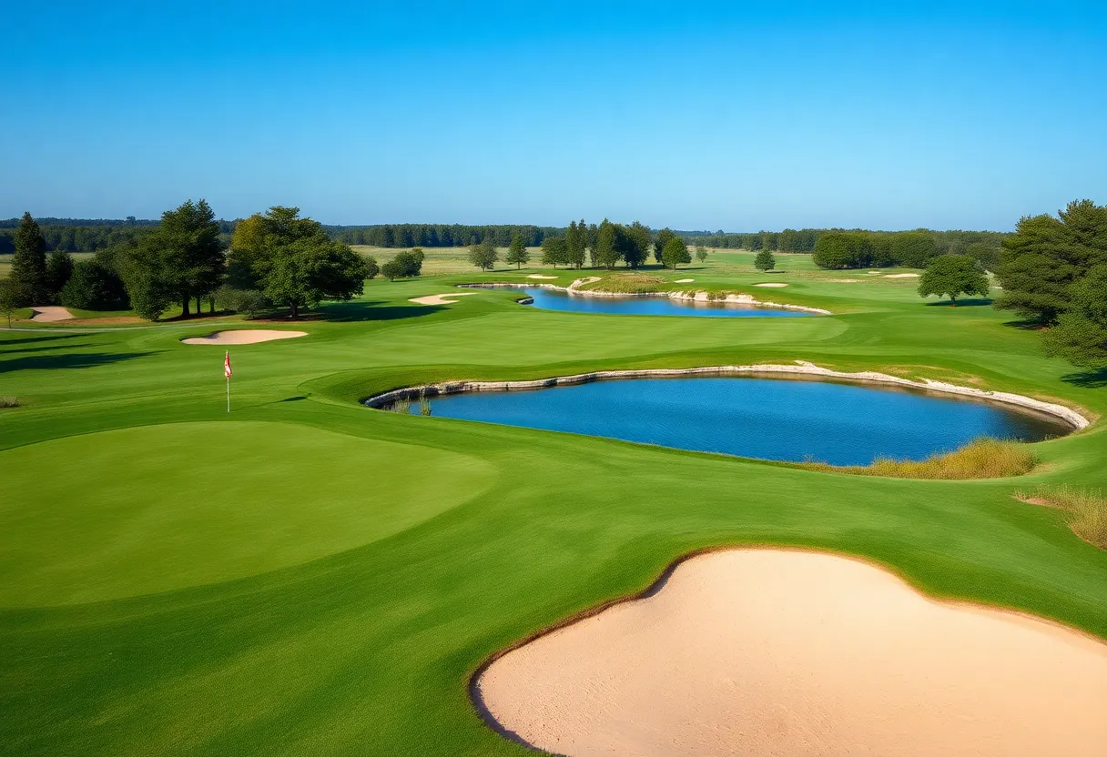 Scenic view of Prestwick Country Club golf course showing greens and bunkers