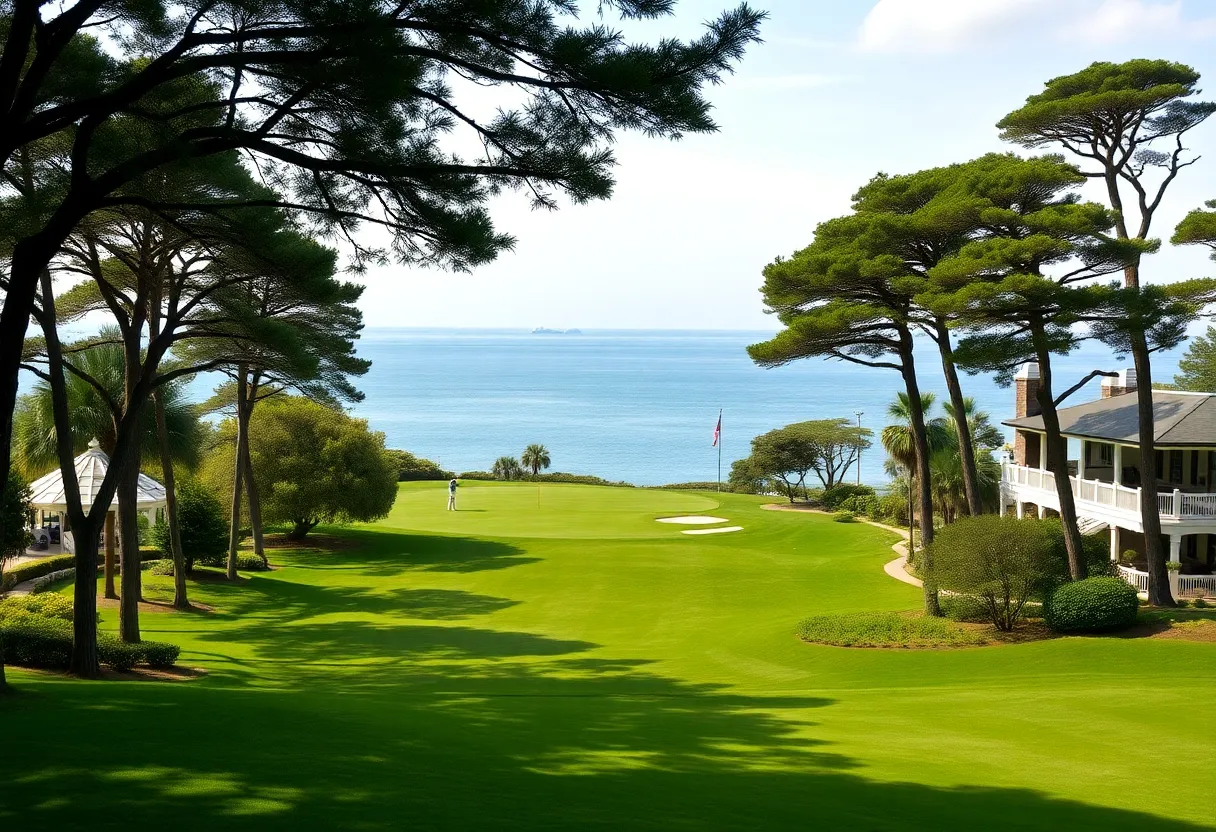 Scenic view of Prince's Golf Club with lush greens and golfers