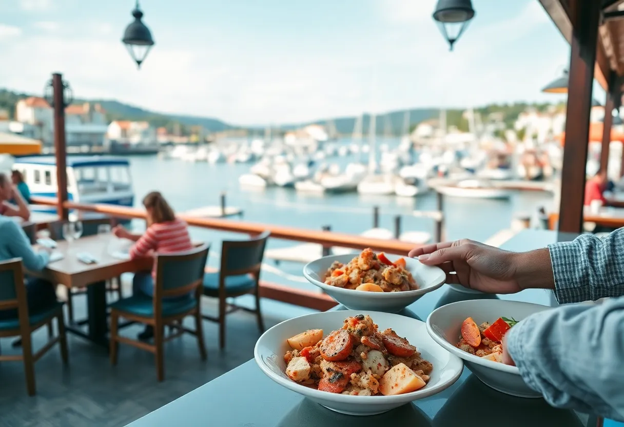 Dining experience at Quarterdeck with views of Harbour Town Marina