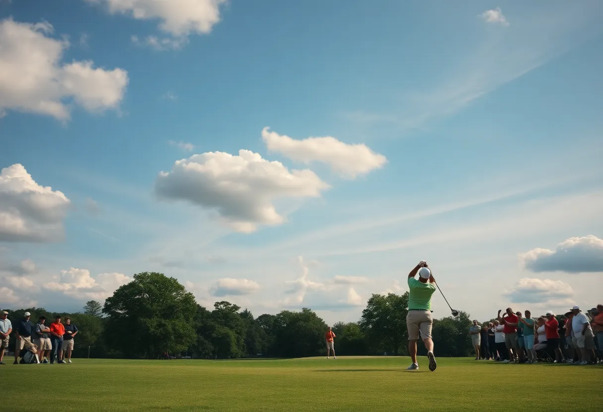 Rasmus Hojgaard swinging a golf club on the course