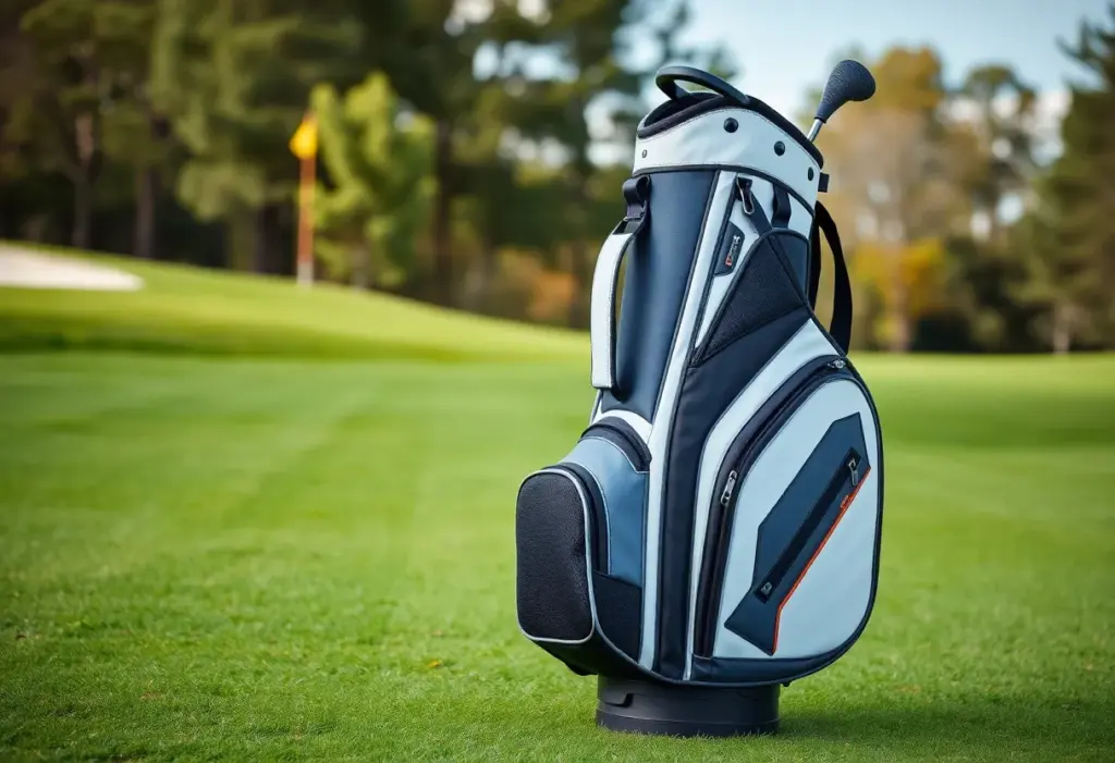 CaddyDaddy RevCore Hybrid Lux Stand Bag in a golf course setting