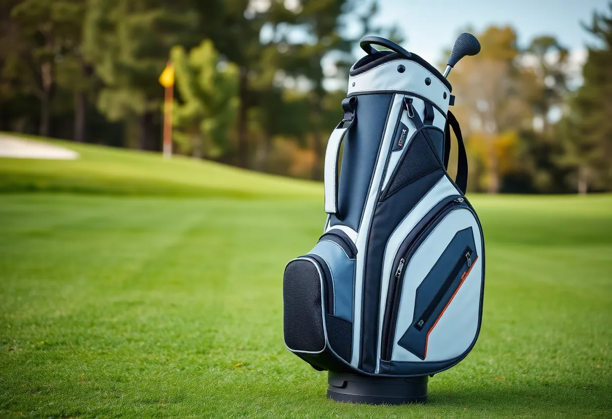 CaddyDaddy RevCore Hybrid Lux Stand Bag in a golf course setting