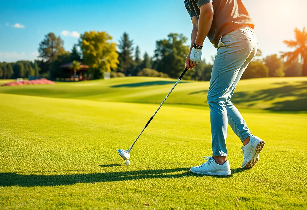 Golfer on the course wearing Nike golf gear