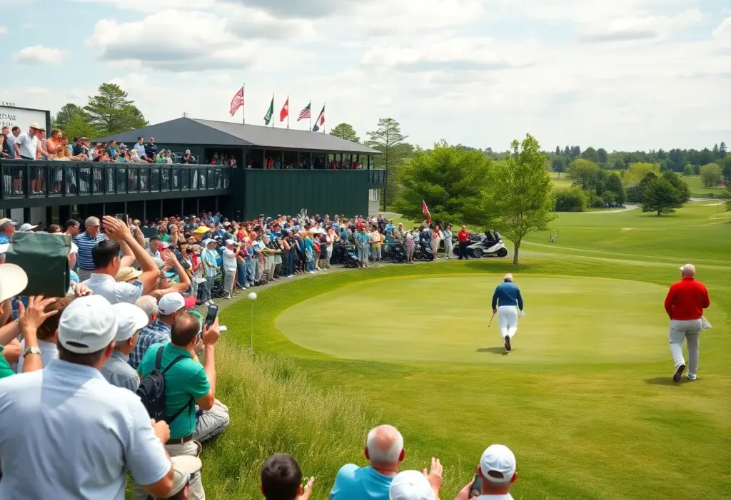 Fans cheering at the Ryder Cup tournament