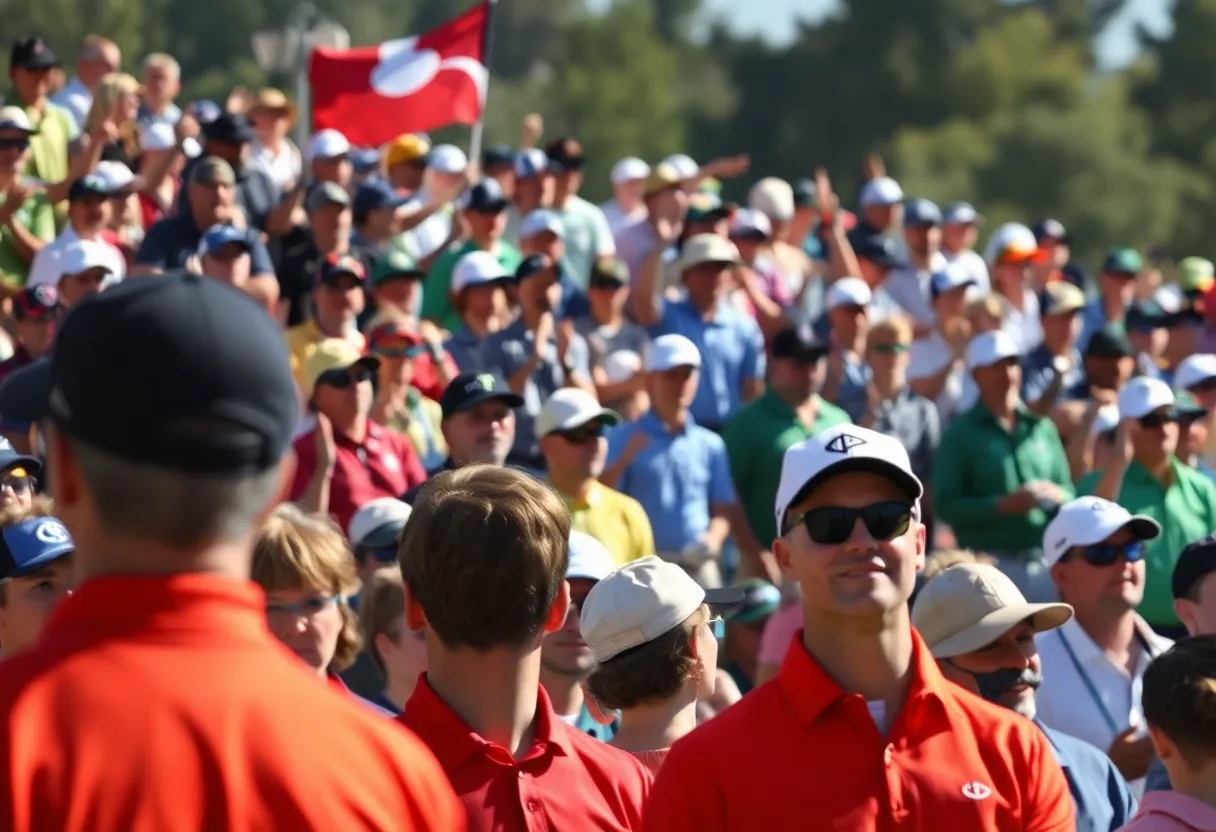 Fans cheering respectfully at a Ryder Cup event