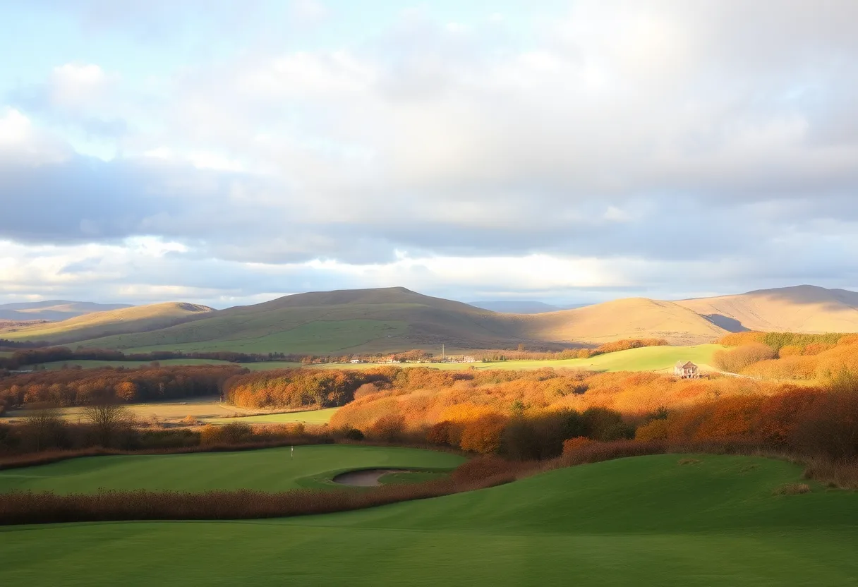 Scenic view of a Scottish golf course during a championship